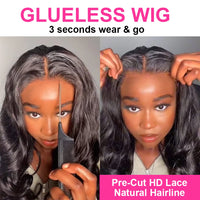 Thumbnail for Glueless Preplucked Human Wig Ready to Wear 180% Body Wave