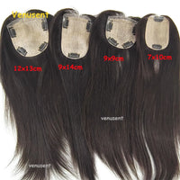 Thumbnail for 25-40cm 100% Virgin Human Hair Topper 7x10 9x14cm PU Clips