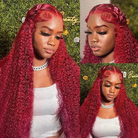 Thumbnail for Burgundy Human Frontal HD Lace  Human Hair Wigs For Women