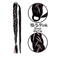 Thumbnail for 20 Inch Long Straight Synthetic Hair Extension Braided Fishtail Drawstring Ponytail Hair