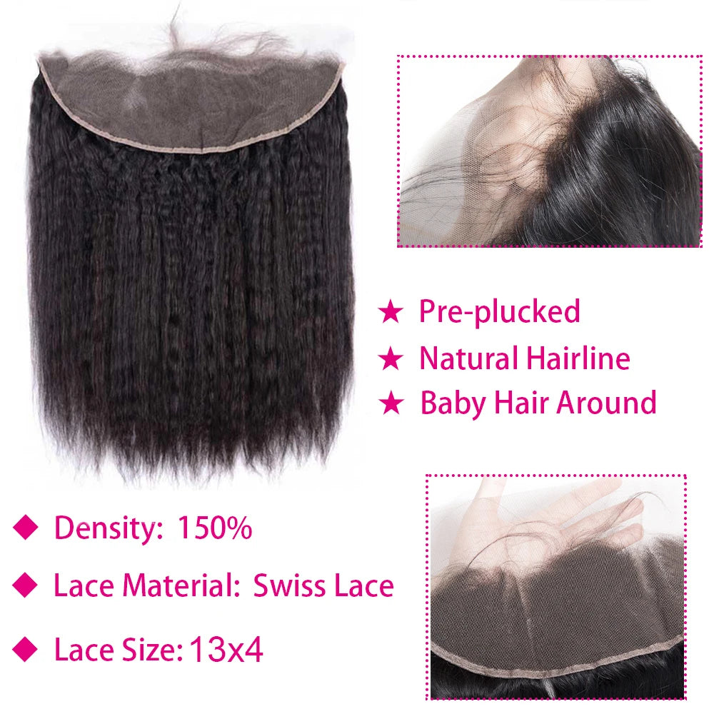 Yaki Straight Lace Closure Brazilian Human Hair Ear to Ear Lace Closure