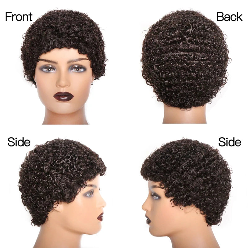 Short Curly 99J Wig For Woman 100% Human Hair Wigs