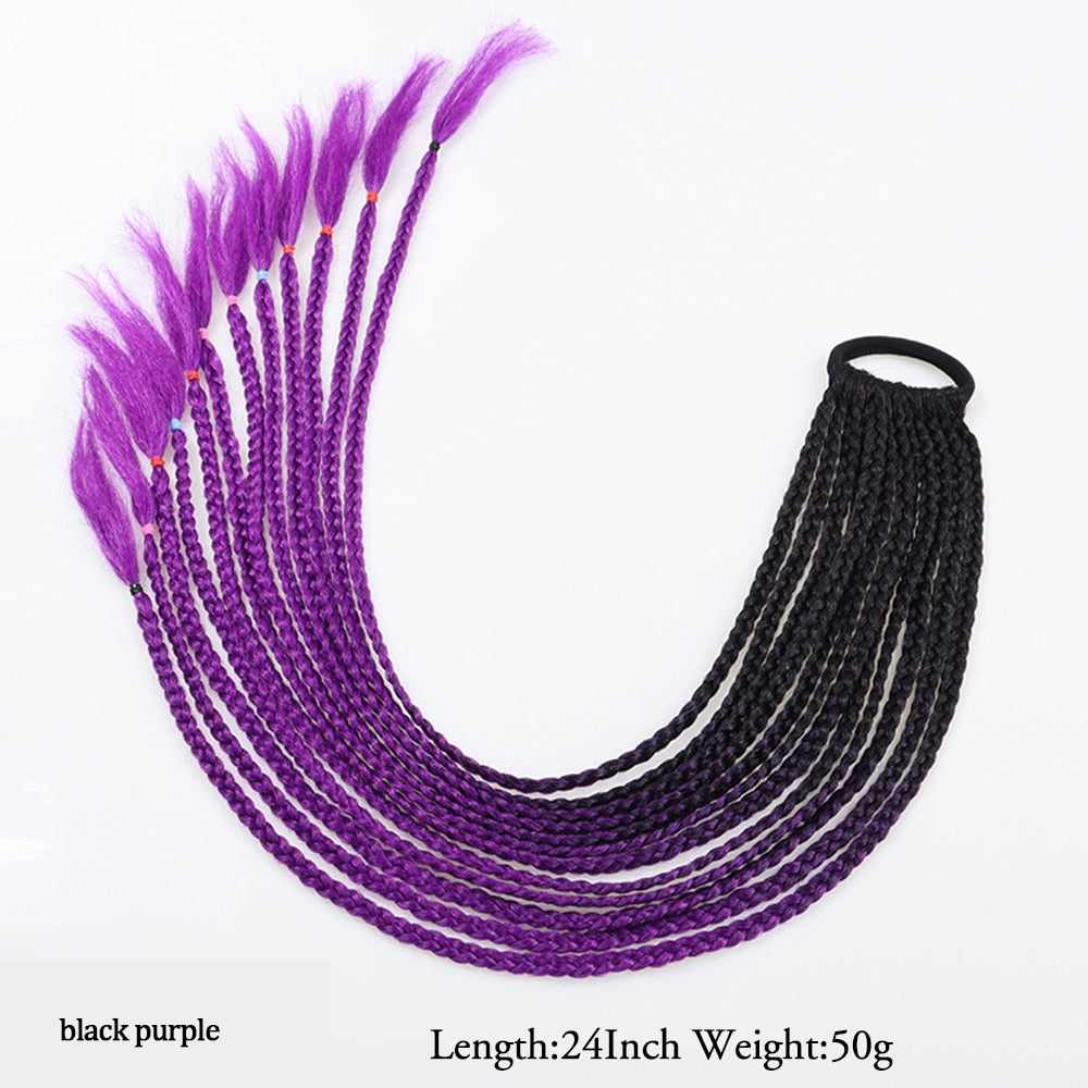 20 Inch Long Straight Synthetic Hair Extension Braided Fishtail Drawstring Ponytail Hair