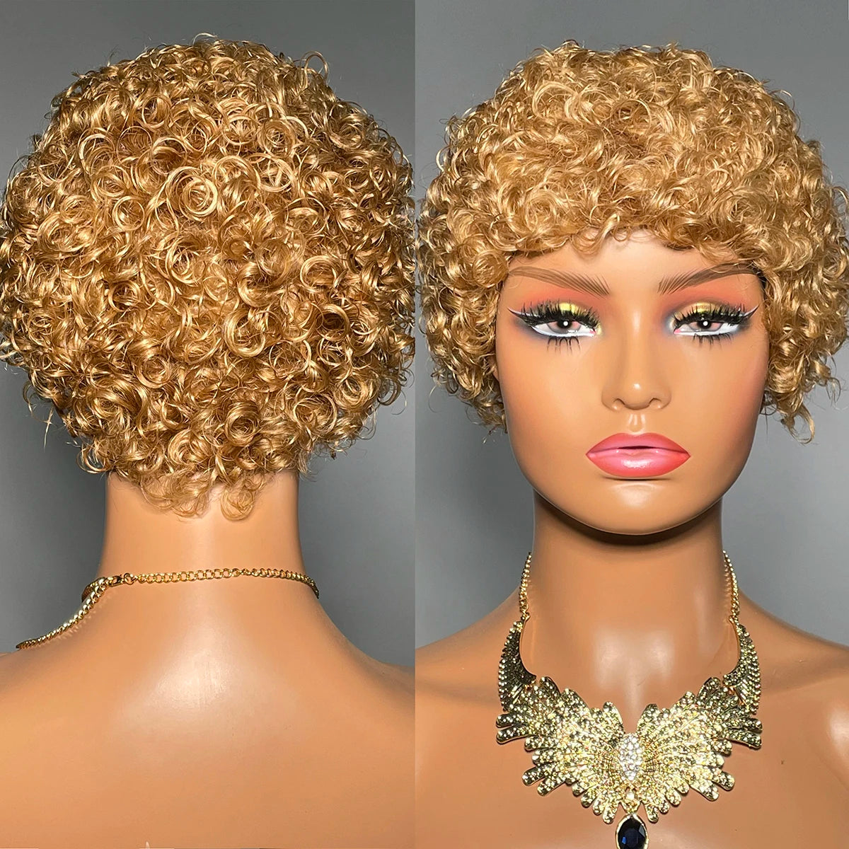 Short Curly 99J Wig For Woman 100% Human Hair Wigs