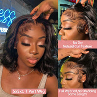 Thumbnail for Short Bob Wavy Human Hair Lace Frontal Wig Water Wave Wigs For Women