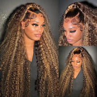 Thumbnail for Highlight Hd Frontal Wig P4/27 360 Full Hd Lace Front Wig Pre Plucked Glueless Wig Deep Wave Frontal Wig Human Hair