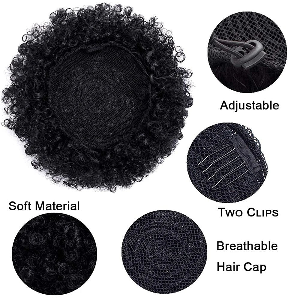 Large Afro Puff Drawstring Ponytail Kinky Curly High  Bun HairPiece