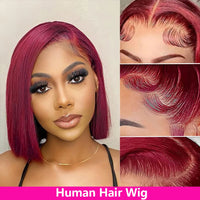 Thumbnail for Bob Red 99J Straight Lace Frontal Wigs Human Hair Wigs