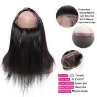 Thumbnail for HD Transparent Lace Frontal Peruvian Straight Human Hair-360 Ear to Ear