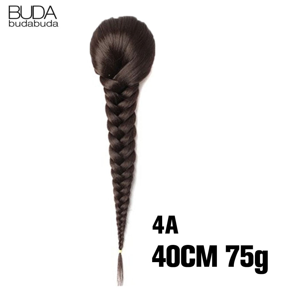 20 Inch Long Straight Synthetic Hair Extension Braided Fishtail Drawstring Ponytail Hair