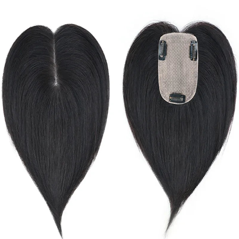 Natural Straight European Virgin Human Hair Topper Hair Silk Base