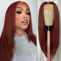 Thumbnail for Reddish Brown Butterfly Haircut Wig Layered Wig Synthetic Straight Wigs -Pre Plucked