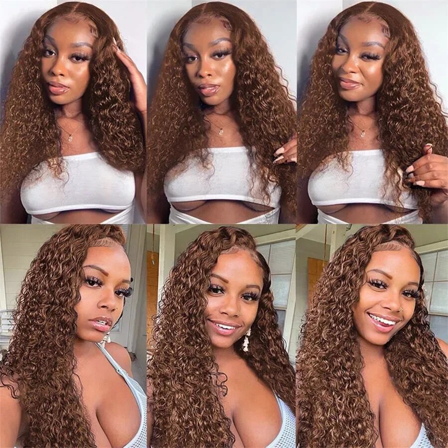 HD Transparent Deep Wave Frontal Wig Brazilian Water Wave Wigs Human Hair