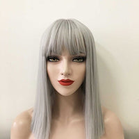 Thumbnail for Brazillian Straight Gre Wig with Bangs Human Hair