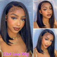 Thumbnail for Short Bob Wig Transparent Lace Brazilian-  180% Density