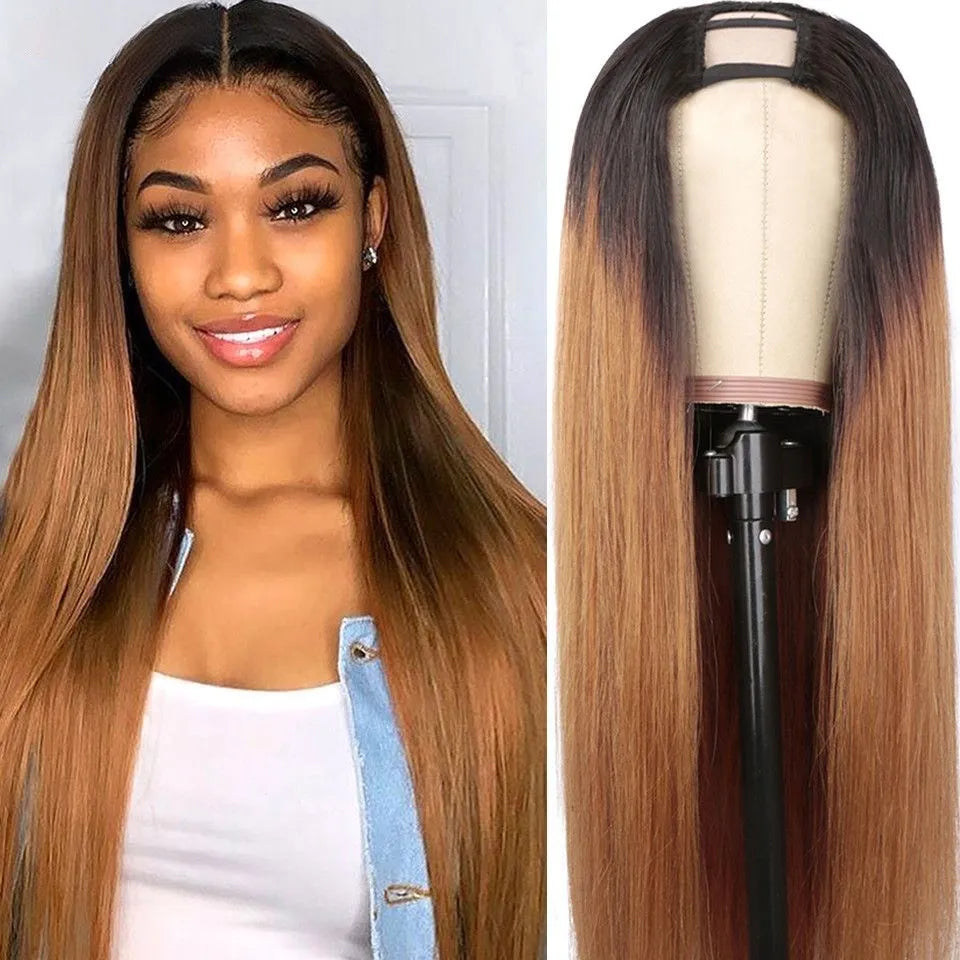 U Part Wig Ombre Human Hair Wig