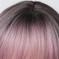 Thumbnail for Purple Pink Ombre Black Short Straight Synthetic Wigs With Bangs