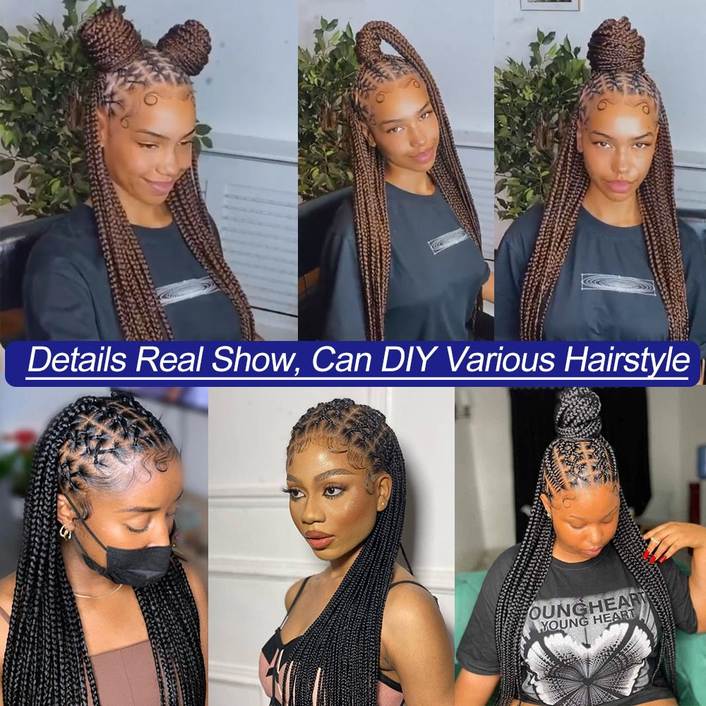 36‘’ Full Lace Box Braid Lace Front Wig Super Long Criss Cross Knotless Braids