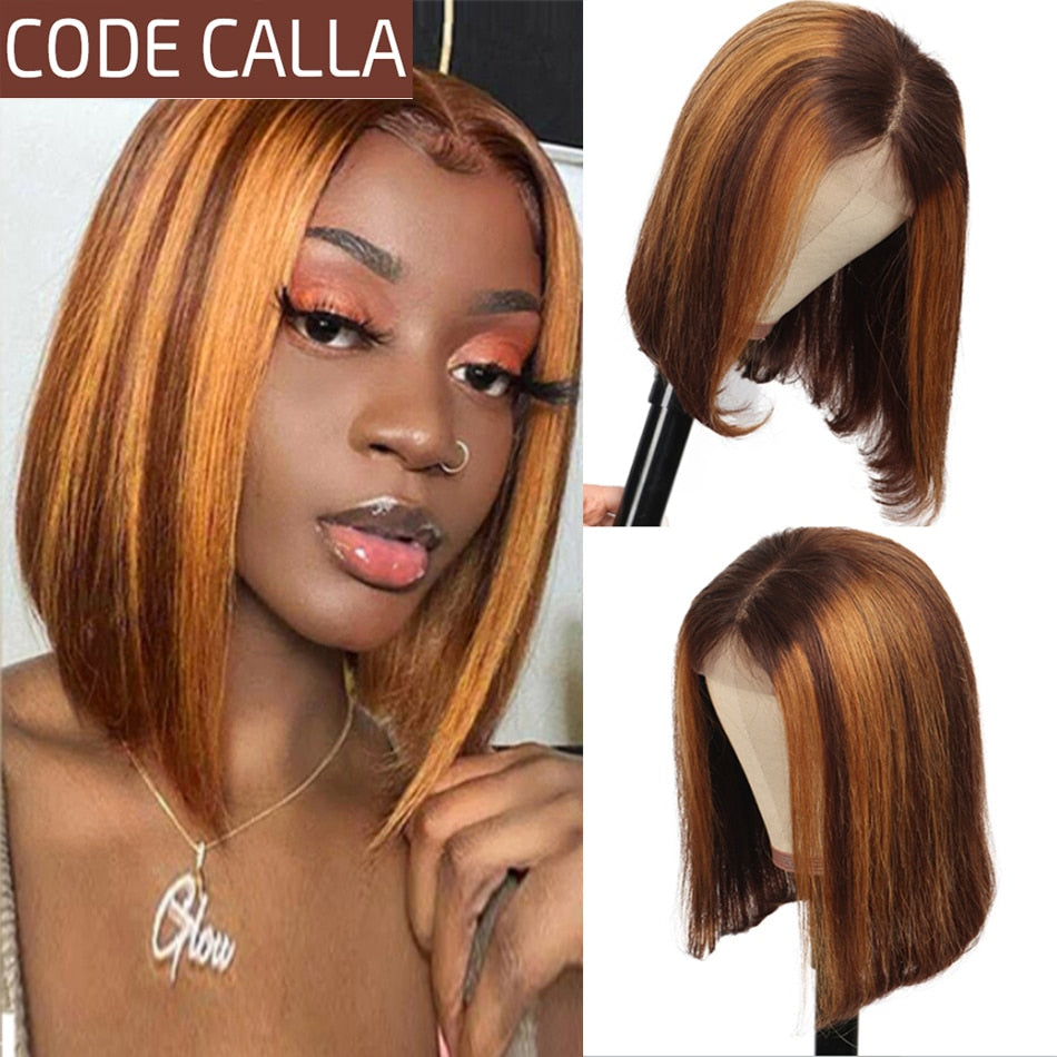 Honey Blonde Short Bob Wig- Pre Plucked Lace Wig