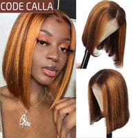 Thumbnail for Honey Blonde Short Bob Wig- Pre Plucked Lace Wig