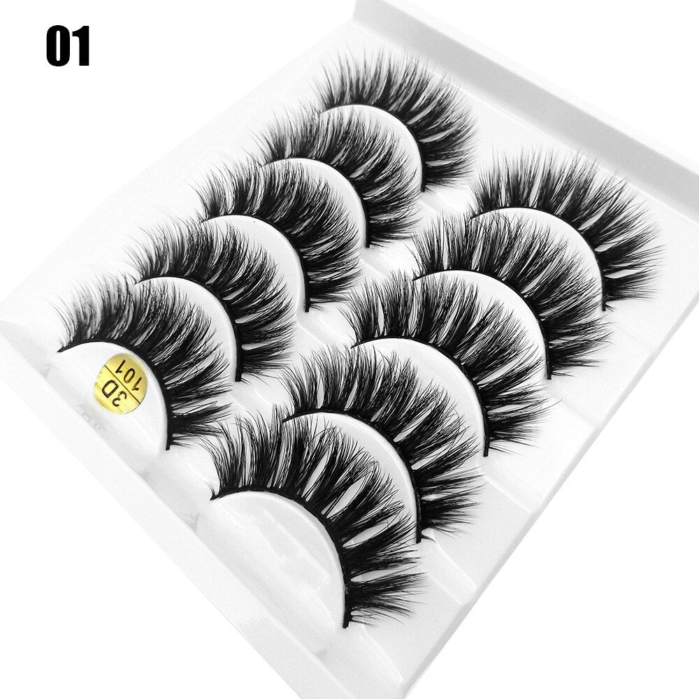 5Pairs/Set Faux Mink Hair False Eyelashes Wispy Criss