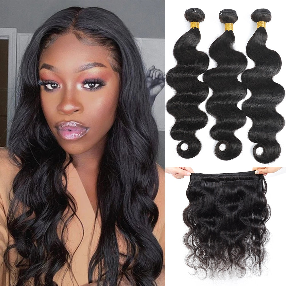 Brazilian Body Wave Hair Bundles 100% Human Hair Weave Natural Color #4 Brown