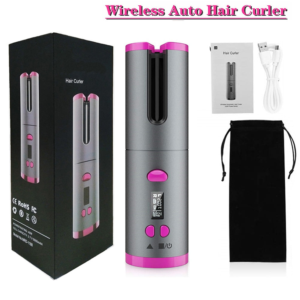 Ceramic Wireless Curling  Hair Iron  USB