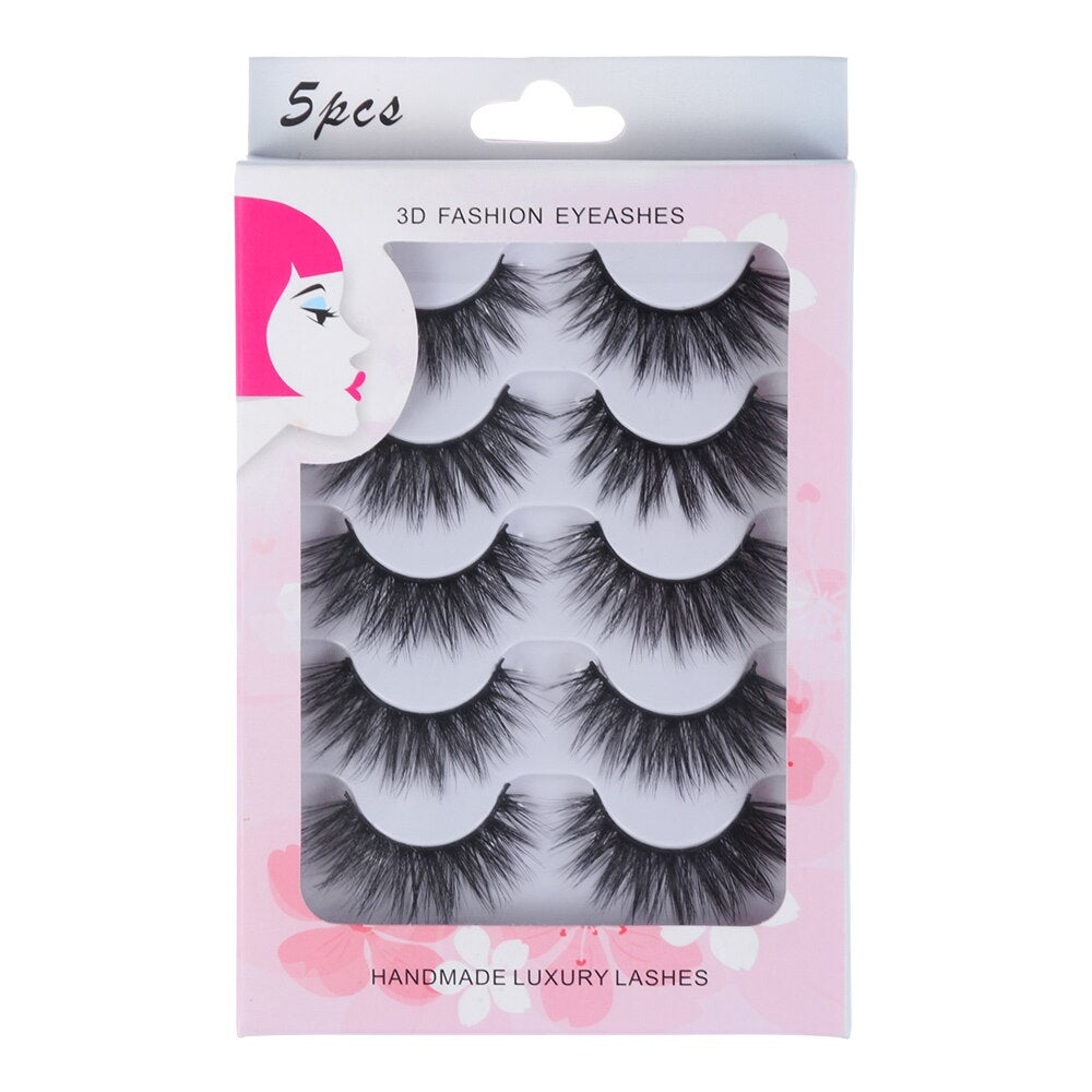 5Pairs/Set Faux Mink Hair False Eyelashes Wispy Criss