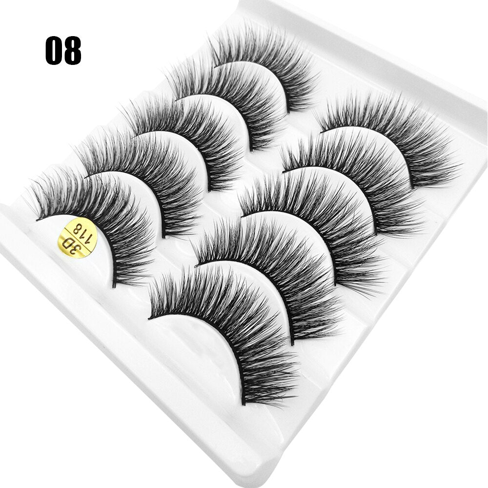 5Pairs/Set Faux Mink Hair False Eyelashes Wispy Criss