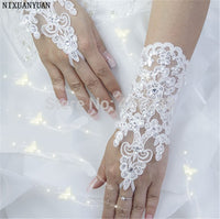 Thumbnail for Elegant Beaded Lace Satin Short Bridal Gloves