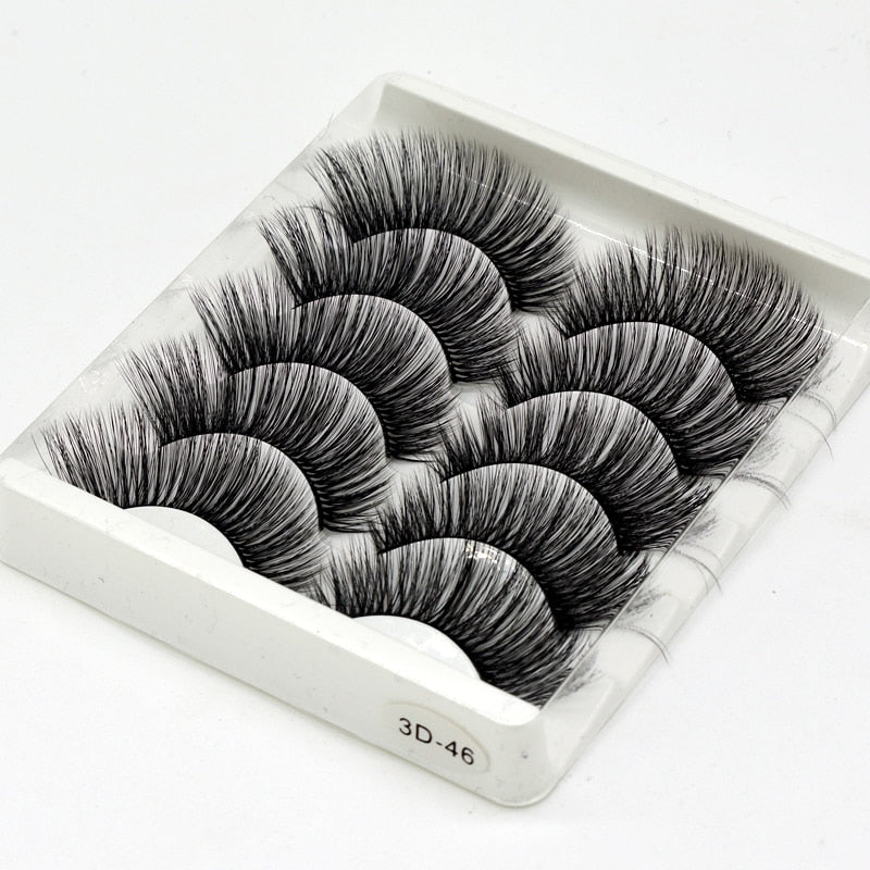 5Pairs 3D Mink Lashes False Eyelashes Natural/Thick Long Eye