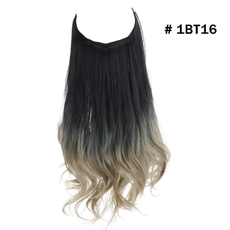 12"14" 16" 18"  Hair Extensions No Clip in Ombre Blonde Black Pink Synthetic