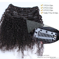 Thumbnail for 3B 3C Kinky Curly Clip in Human Hair Extensions Full Head