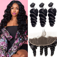 Thumbnail for Peruvian Loose Wave Hair Bundles With Frontal