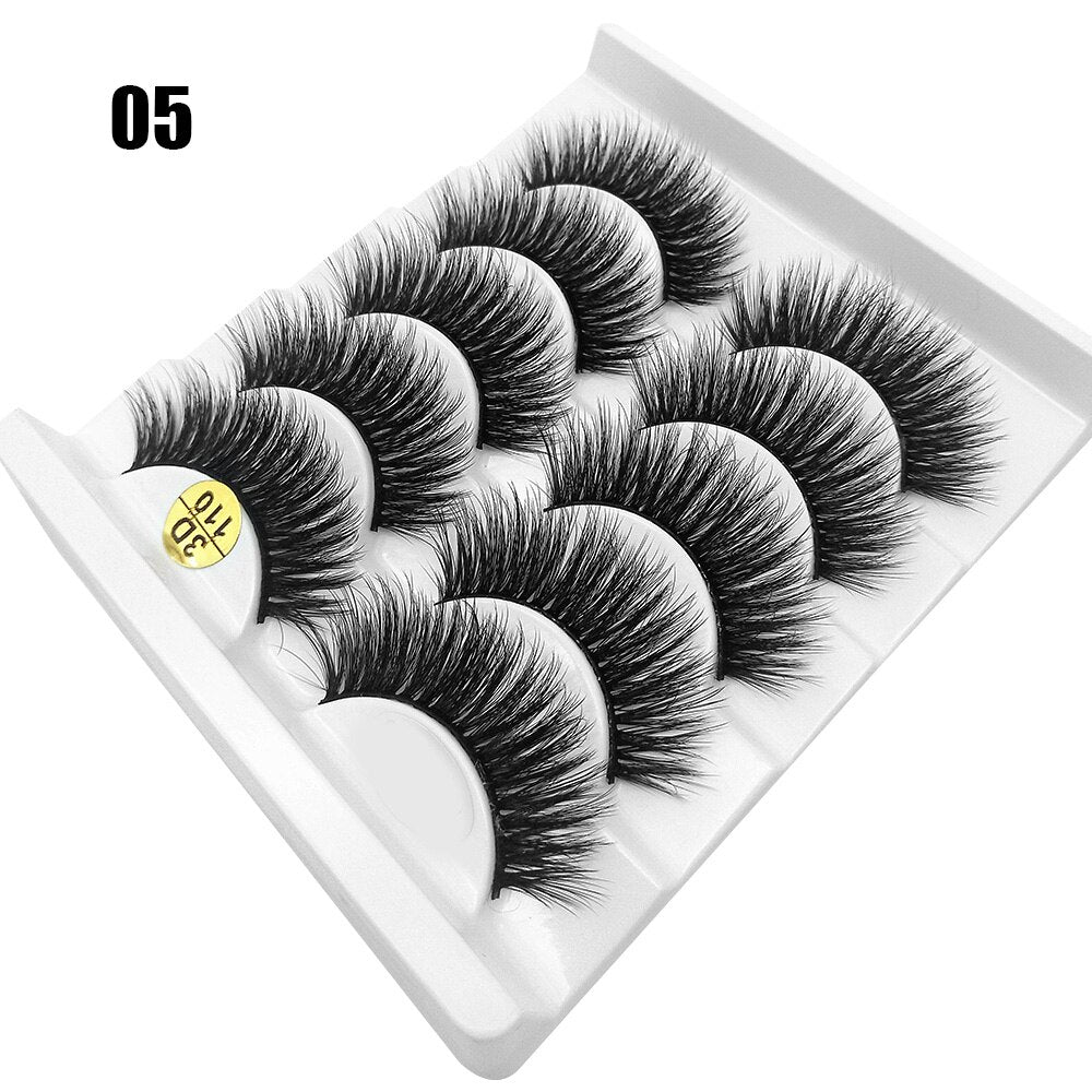 5Pairs/Set Faux Mink Hair False Eyelashes Wispy Criss