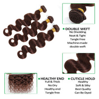 Thumbnail for Brazilian Body Wave Hair Bundles 100% Human Hair Weave Natural Color #4 Brown