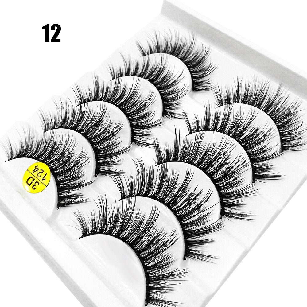 5Pairs/Set Faux Mink Hair False Eyelashes Wispy Criss