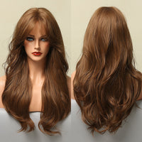 Thumbnail for Brown Blonde Highlight Synthetic Wigs With Full Bangs