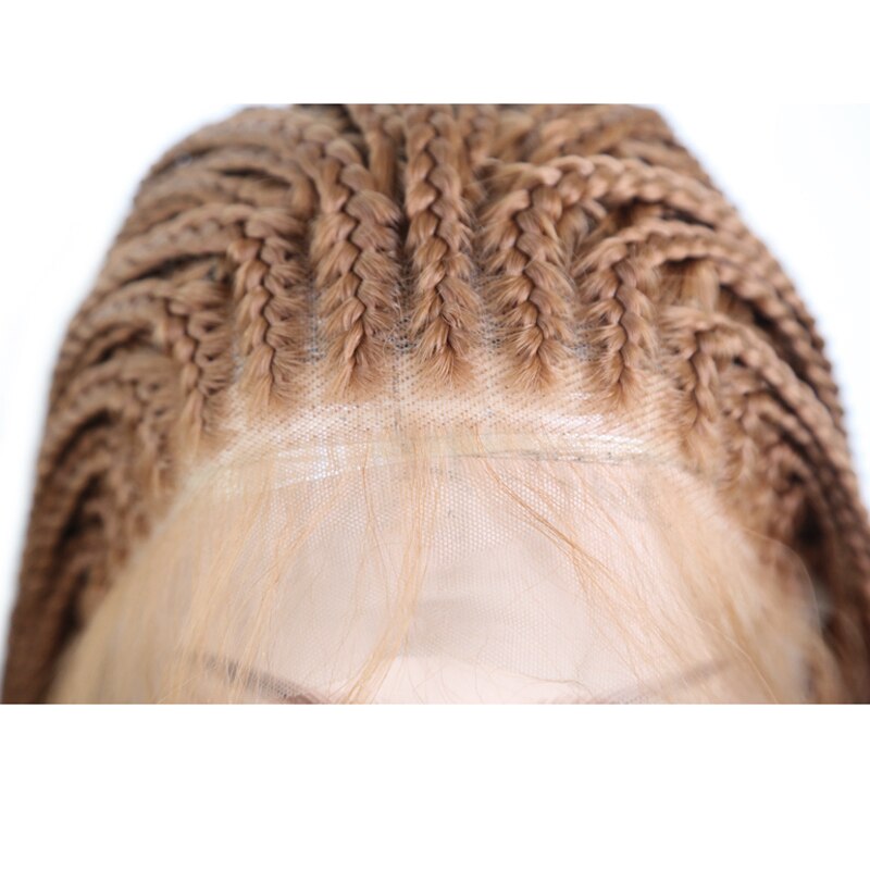 Brown Hair Wigs Braided Box Braids Wig With Baby Hair