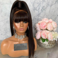 Thumbnail for 180 Density Indian  Human Hair Wigs With Bangs