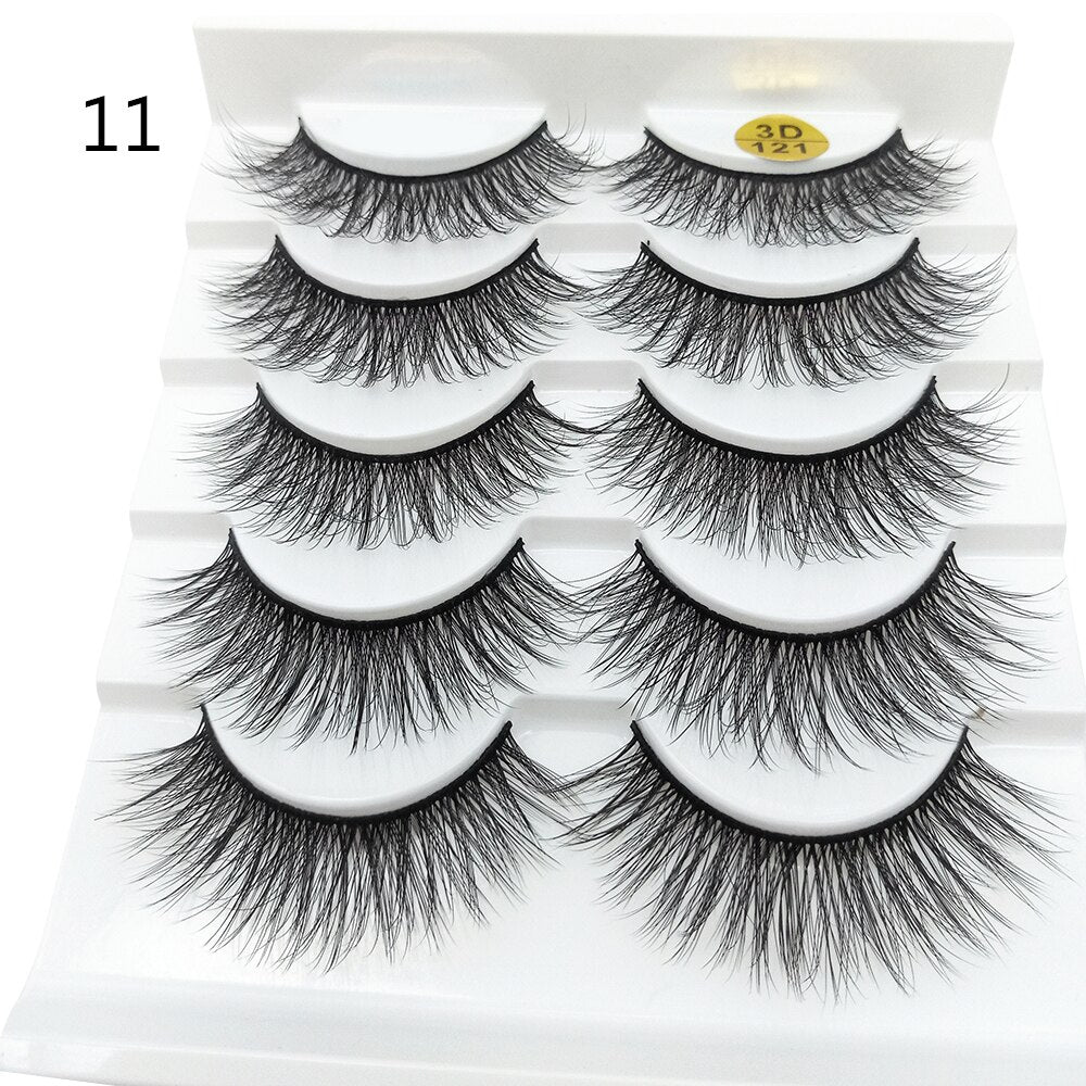 5Pairs/Set Faux Mink Hair False Eyelashes Wispy Criss