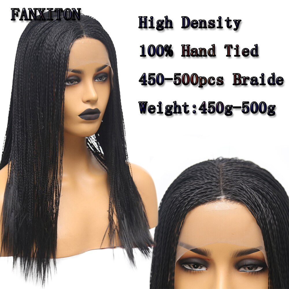 Black Heat Resistant Fiber Synthetic Hair Wigs 2x Twist Braids