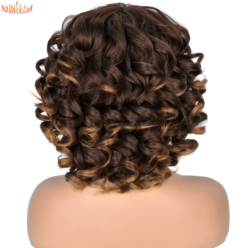 Afro Kinky Curly Wigs With Bangs