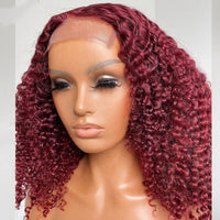 Thumbnail for 99J Burgundy Colored HD Transparent 13x6 Lace Frontal Human Hair Wigs