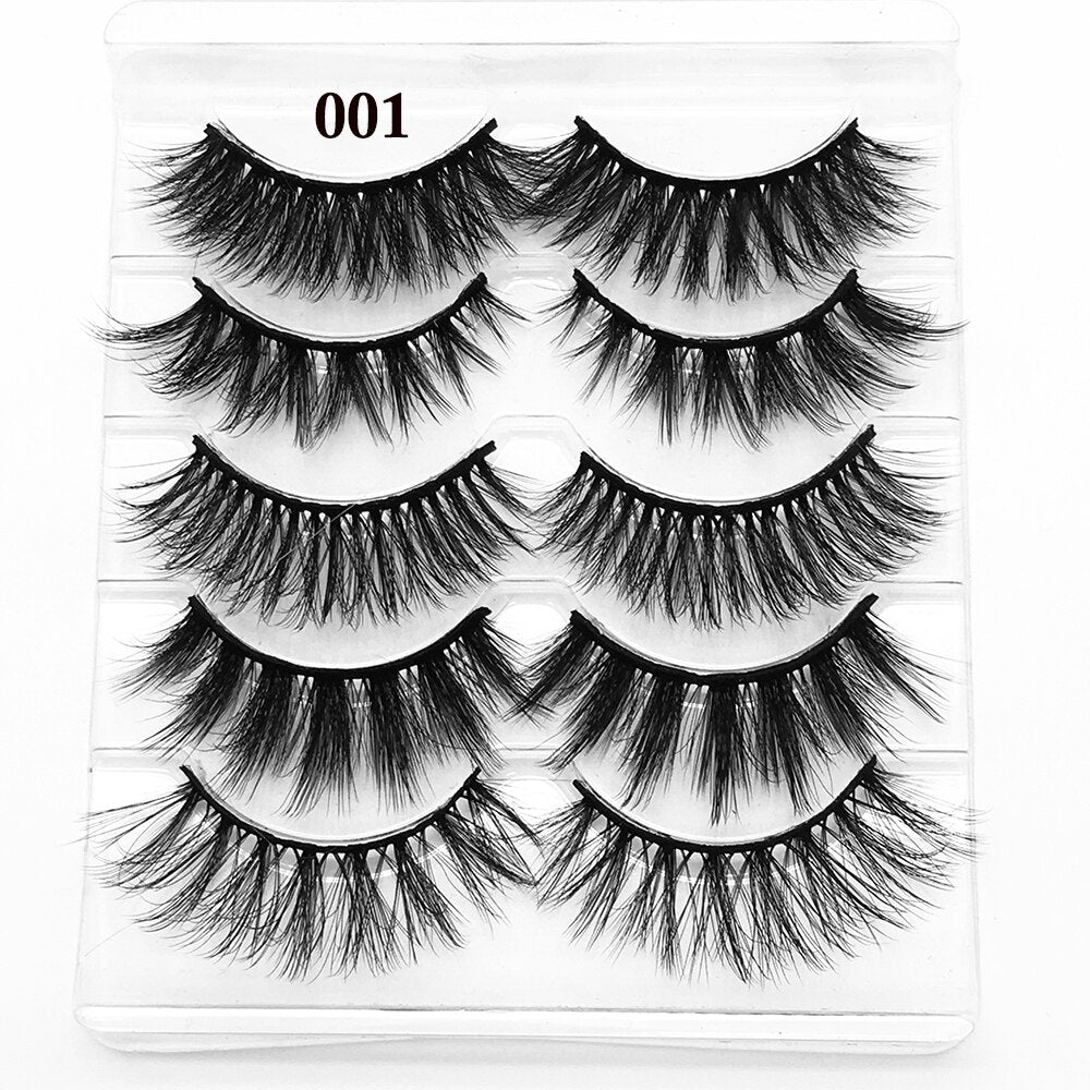 5Pairs/Set Faux Mink Hair False Eyelashes Wispy Criss