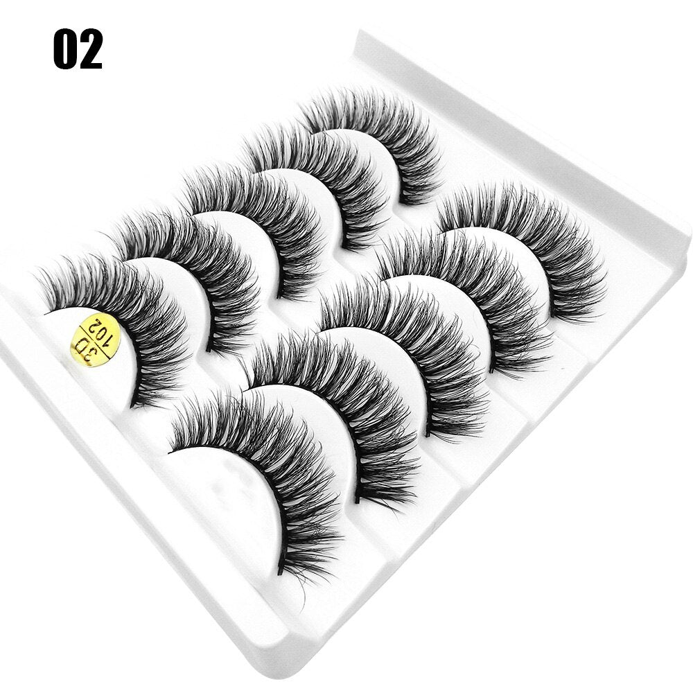 5Pairs/Set Faux Mink Hair False Eyelashes Wispy Criss