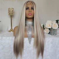 Thumbnail for Long Straight Synthetic Wig Mixed Brown and Blonde Colored Lace Front Wigs