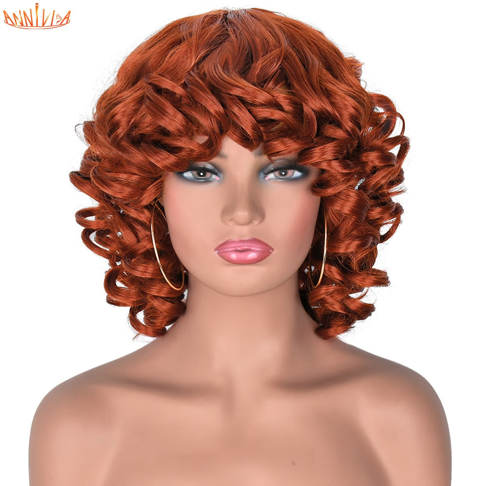 Afro Kinky Curly Wigs With Bangs