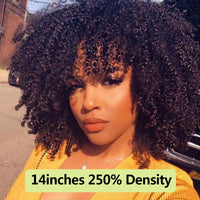 Thumbnail for Afro Kinky Curly Lace Front Human Hair Wigs With Bangs