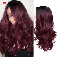 Thumbnail for Long Wavy Natural Hair Temperature 3 Tone Ombre Brown Glueless